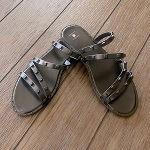 Matte Black Stud Sandals